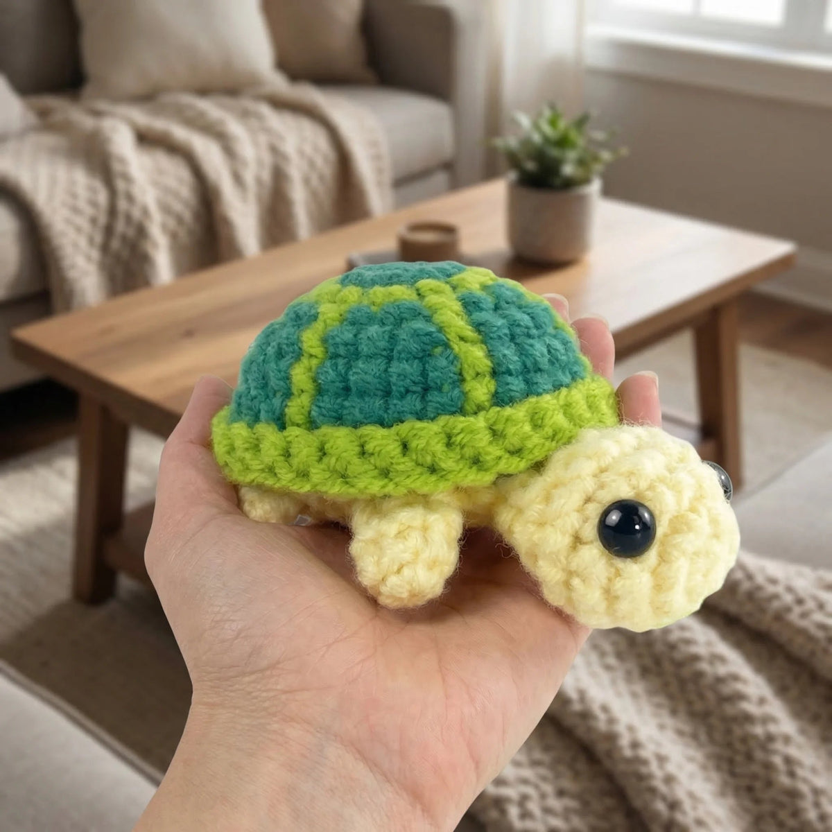 Handmade Crochet Turtle Figurine