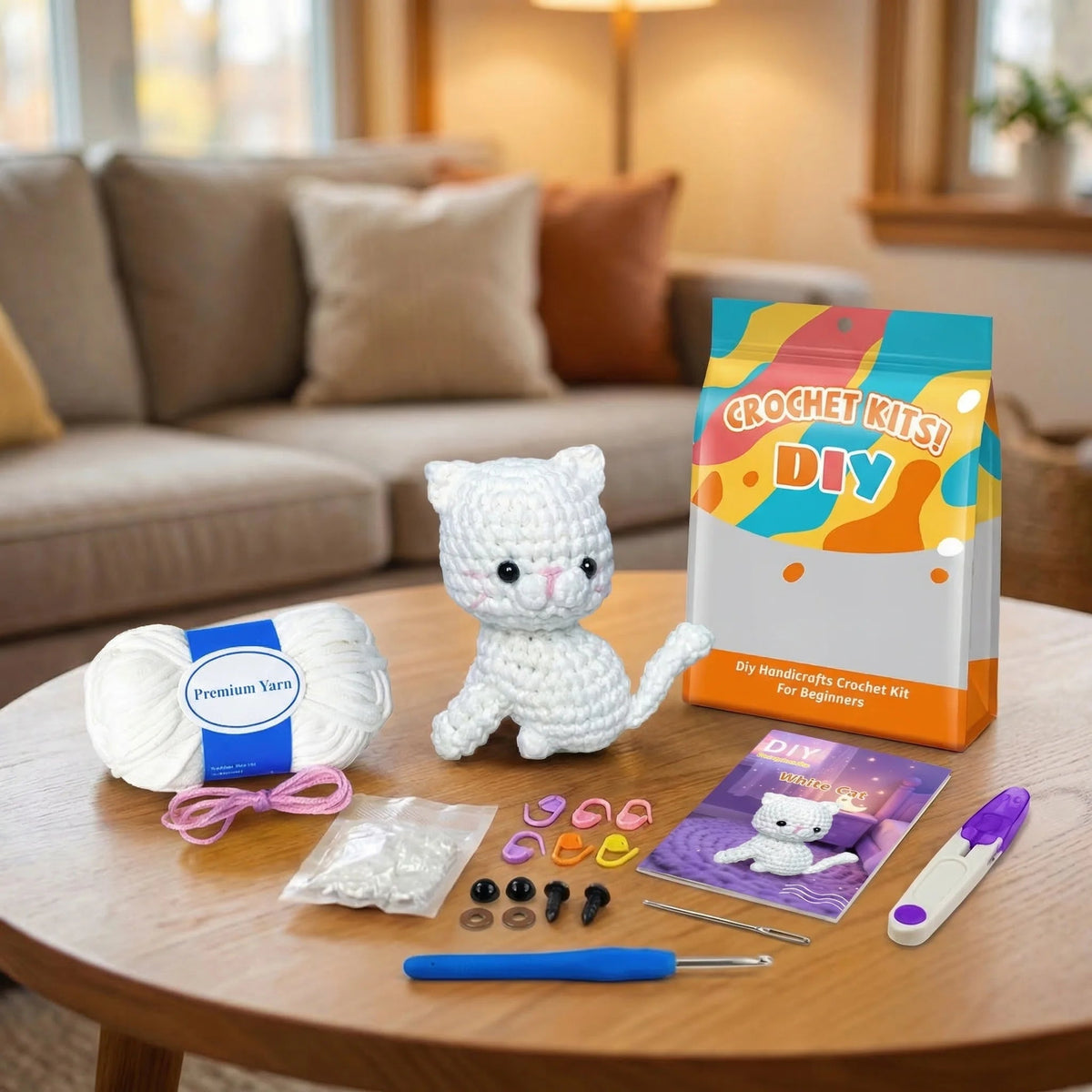 Snowball the Kitten Mini Crochet Kit